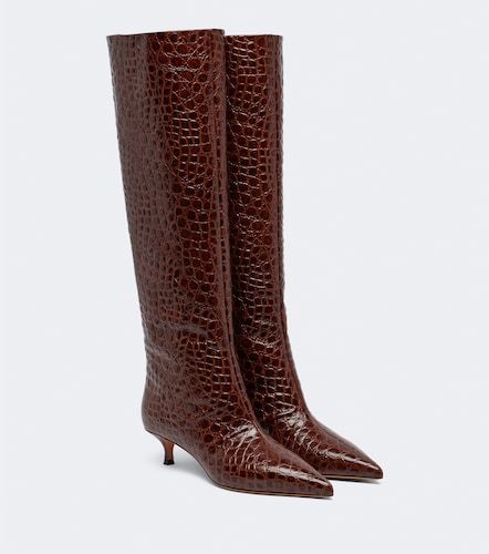 Babouche croc-effect leather knee-high boots - Le Monde Beryl - Modalova