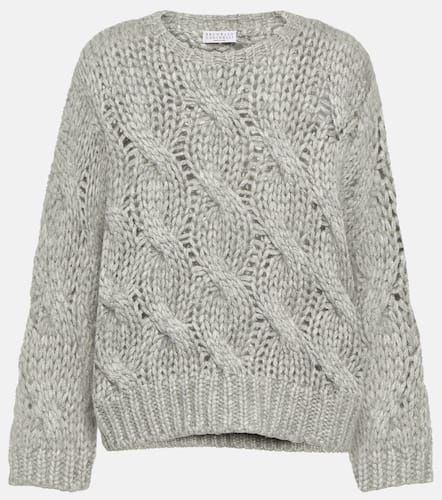 Pullover in maglia di misto mohair a trecce - Brunello Cucinelli - Modalova