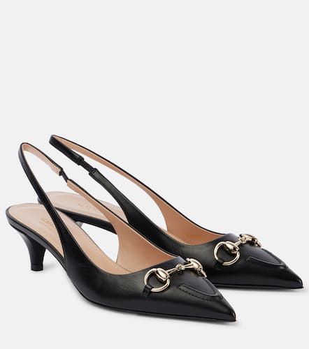 Horsebit leather slingback pumps - Gucci - Modalova