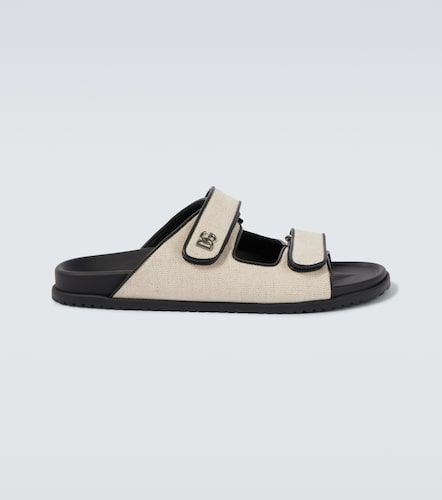 DG leather-trimmed canvas sandals - Dolce&Gabbana - Modalova