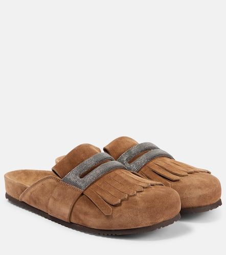 Slippers in suede con frange - Brunello Cucinelli - Modalova