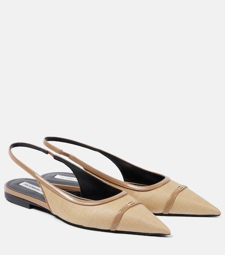 Leather-trimmed raffia slingback flats - Victoria Beckham - Modalova