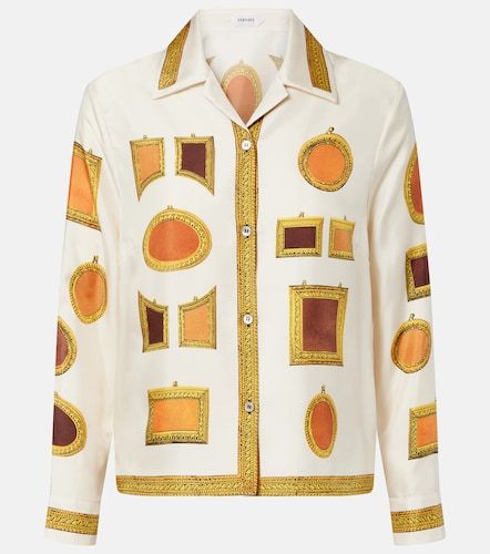 Camicia in twill di seta con stampa - Versace - Modalova
