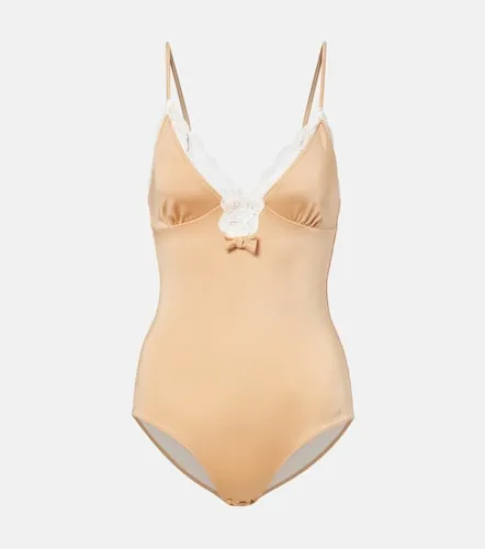 Bow-detail lace-trimmed bodysuit - Chloe - Modalova
