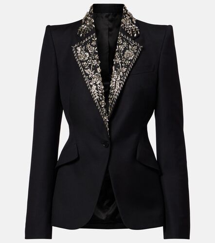 Blazer de grain de poudre de lana adornado - McQueen - Modalova