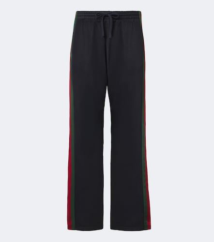 Pantalones anchos de seda y algodón con Web - Gucci - Modalova