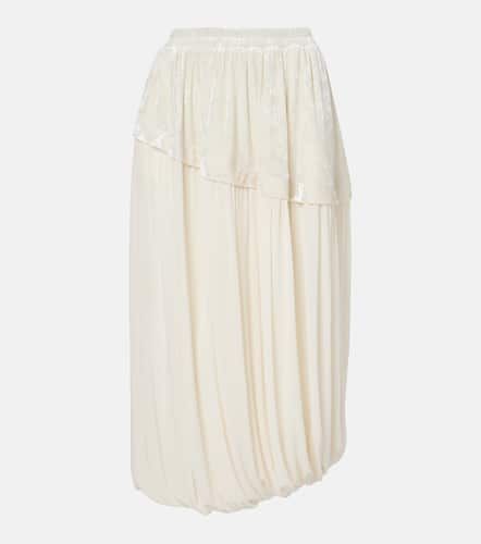 Layered velvet-trimmed midi skirt - Xu Zhi - Modalova