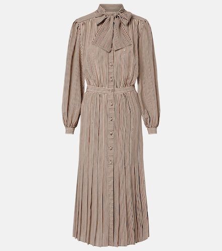 Vestido midi de seda a rayas con lazada - Valentino - Modalova
