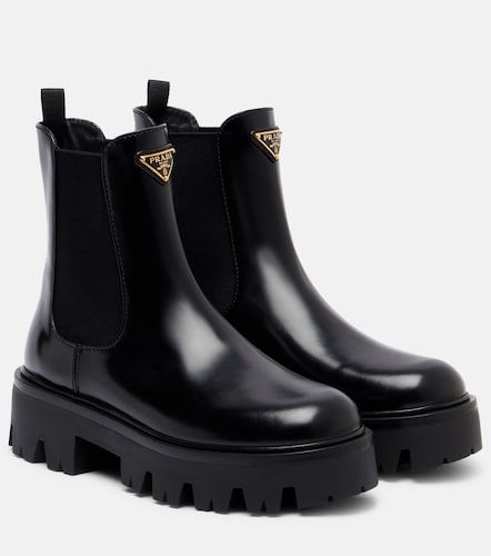 Logo leather platform Chelsea boots - Prada - Modalova