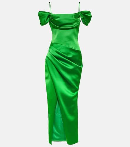 Draped off-shoulder satin midi dress - Rasario - Modalova