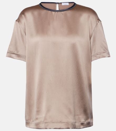 Silk-blend satin top - Brunello Cucinelli - Modalova