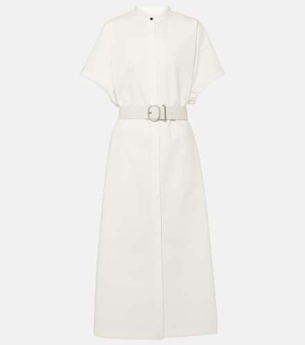 Belted leather-trimmed cotton midi dress - Jil Sander - Modalova