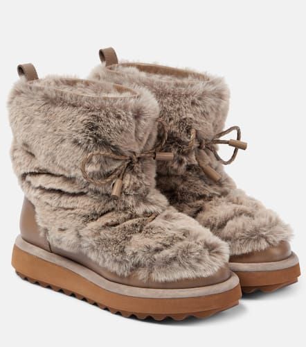 Zeva leather-trimmed faux fur boots - Clergerie - Modalova