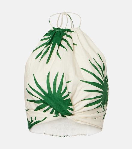Crop top Lodi de lino estampado con cuello halter - Cala de la Cruz - Modalova