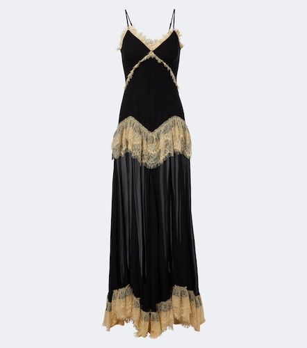 Vestido largo Estela de georgette con encaje - De La Vali - Modalova