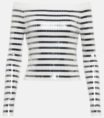 Sequined striped off-shoulder sweater - Jean Paul Gaultier - Modalova