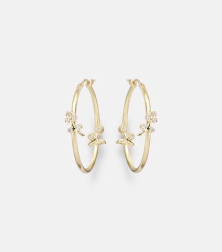 Lavender Medium 18kt hoop earrings with diamonds - Ileana Makri - Modalova