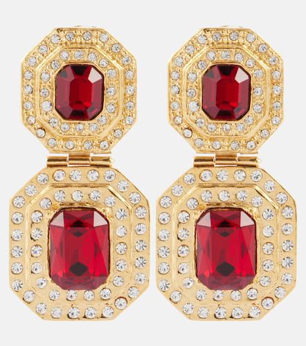 Crystal-embellished clip-on earrings - Alessandra Rich - Modalova