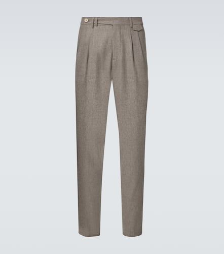 Virgin wool flannel straight pants - Brunello Cucinelli - Modalova