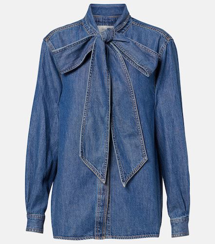 Secretary tie-neck denim blouse - Frame - Modalova