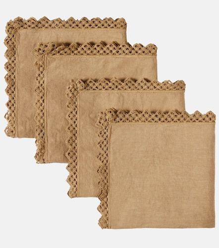Set de 4 servilletas de lino con macramé - Once Milano - Modalova