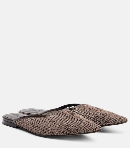 Monili leather-trimmed mules - Brunello Cucinelli - Modalova