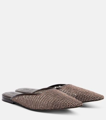 Monili leather-trimmed mules - Brunello Cucinelli - Modalova