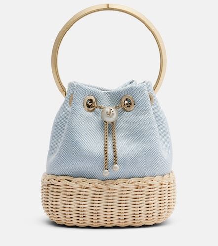 Secchiello Bon Bon in canvas e vimini - Jimmy Choo - Modalova