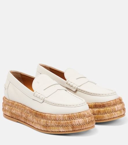 Mocassini in pelle e rafia con platform - Tod's - Modalova