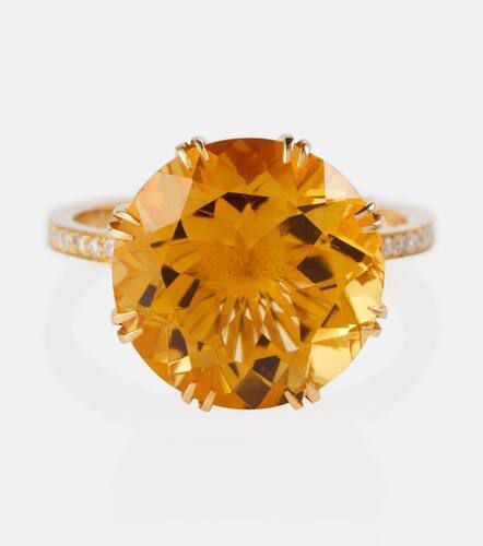 Kt yellow gold ring with citrine and diamonds - Ileana Makri - Modalova