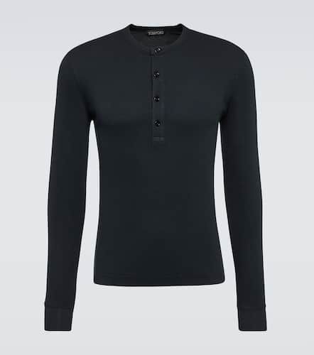 Ribbed-knit jersey Henley shirt - Tom Ford - Modalova