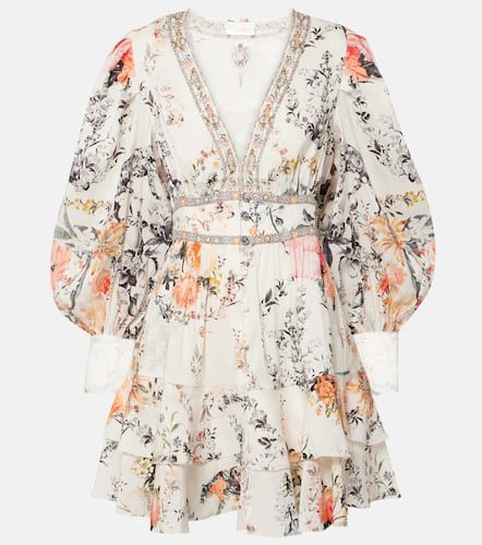 Floral linen and silk minidress - Camilla - Modalova