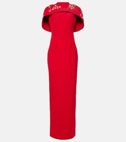 Embroidered caped crepe gown - Safiyaa - Modalova