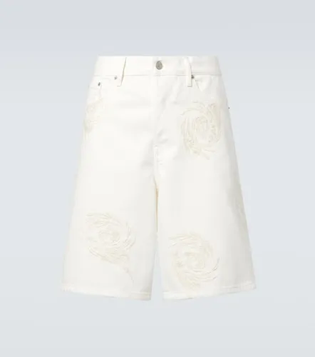 Embroidered denim Bermuda shorts - Dries Van Noten - Modalova