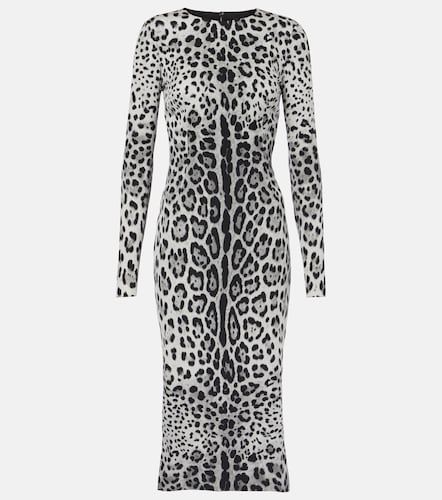 Leopard-print silk-blend midi dress - Dolce&Gabbana - Modalova