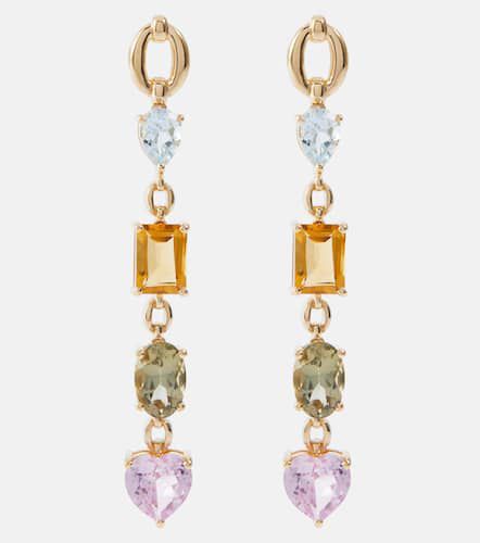 Catena 18kt gold earrings with topaz, citrine, amethysts and sapphires - Nadine Aysoy - Modalova