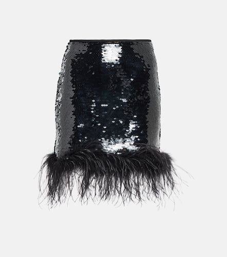 Feather-trimmed sequined miniskirt - Giuseppe di Morabito - Modalova