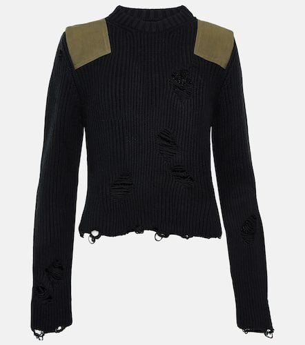 Distressed cotton and wool sweater - MM6 Maison Margiela - Modalova