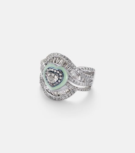 Kt white gold and titanium pinky ring with diamonds - Kamyen - Modalova