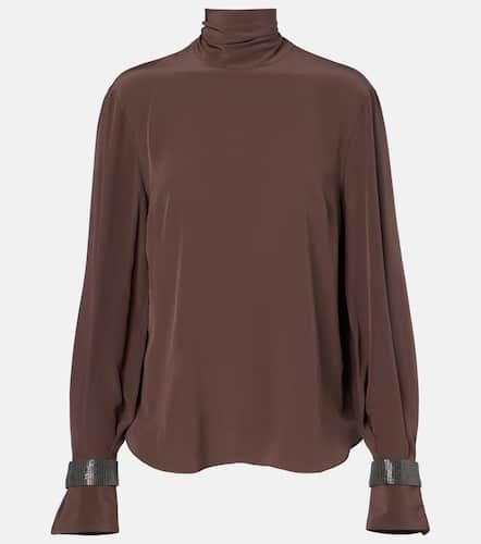 Monili turtleneck silk blouse - Brunello Cucinelli - Modalova