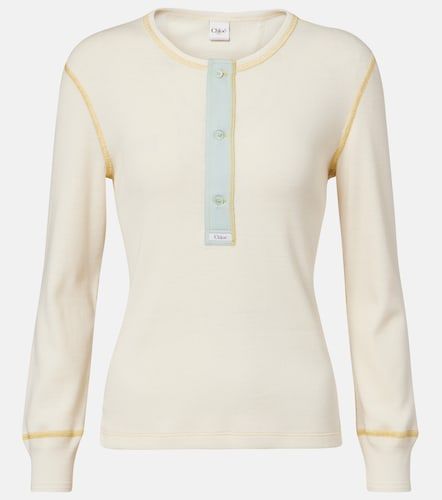 Chloé Top in jersey di cotone a coste - Chloe - Modalova