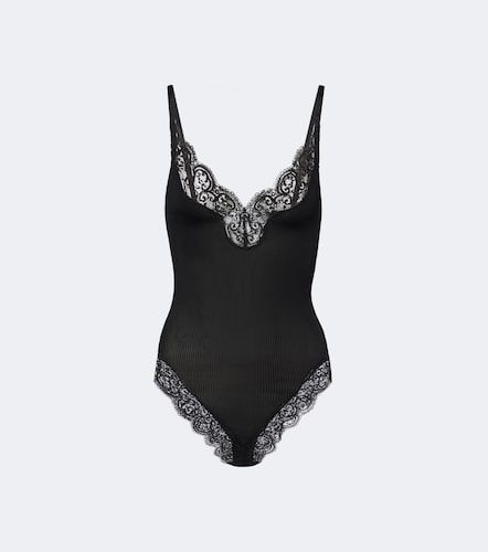 Body in maglia di seta con pizzo - Saint Laurent - Modalova