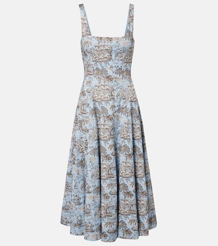 Vestido midi Wells de popelín de algodón floral - Staud - Modalova