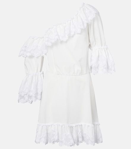 Minikleid aus Baumwollpopeline mit Spitze - Saint Laurent - Modalova