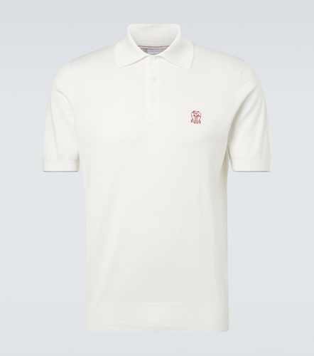 Polo de piqué de algodón bordado - Brunello Cucinelli - Modalova
