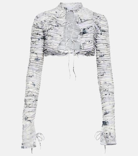 Cárdigan cropped estampado con lazada - Roberta Einer - Modalova