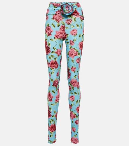 Floral-applique printed leggings - Magda Butrym - Modalova