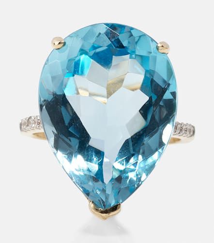 Kt gold ring with topaz and diamonds - Mateo - Modalova