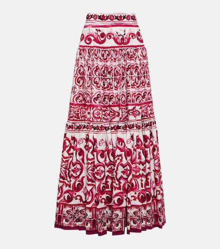 Falda en popelín de algodón estampada - Dolce&Gabbana - Modalova