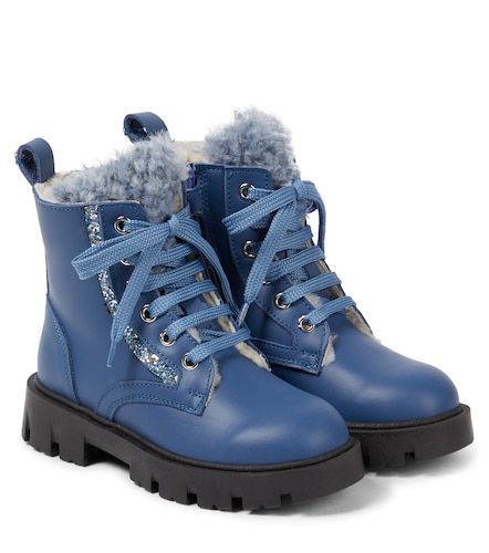 Botines de piel con shearling - Monnalisa - Modalova